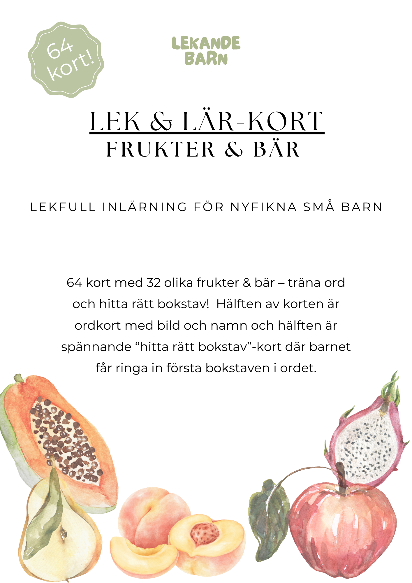 Lek & Lär-kort: Frukter & bär