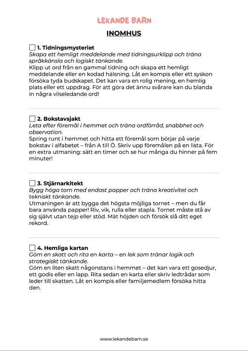 50 skärmfria lekar 7 - 12 år