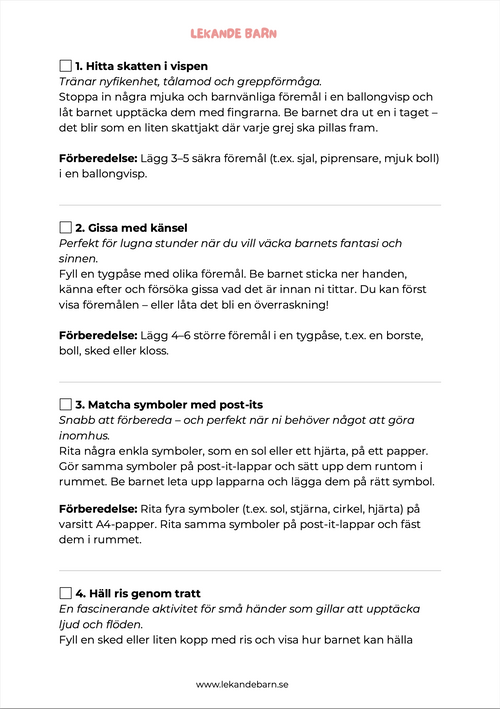 50 skärmfria lekar för toddlers 1,5 - 3 år
