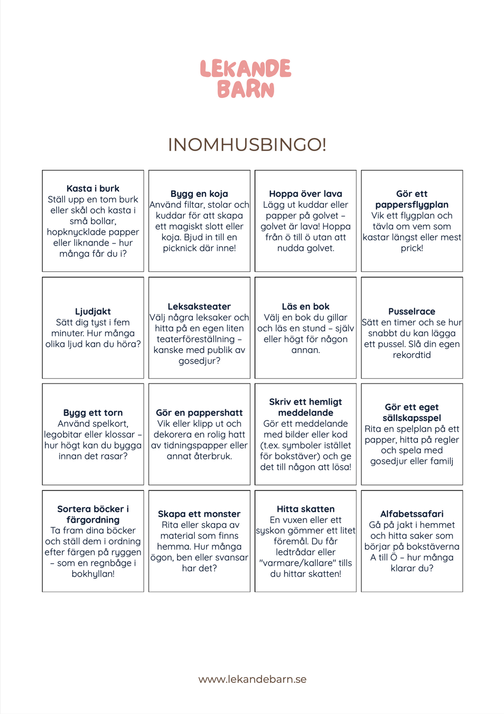 BINGO! - 6 färdiga bingon