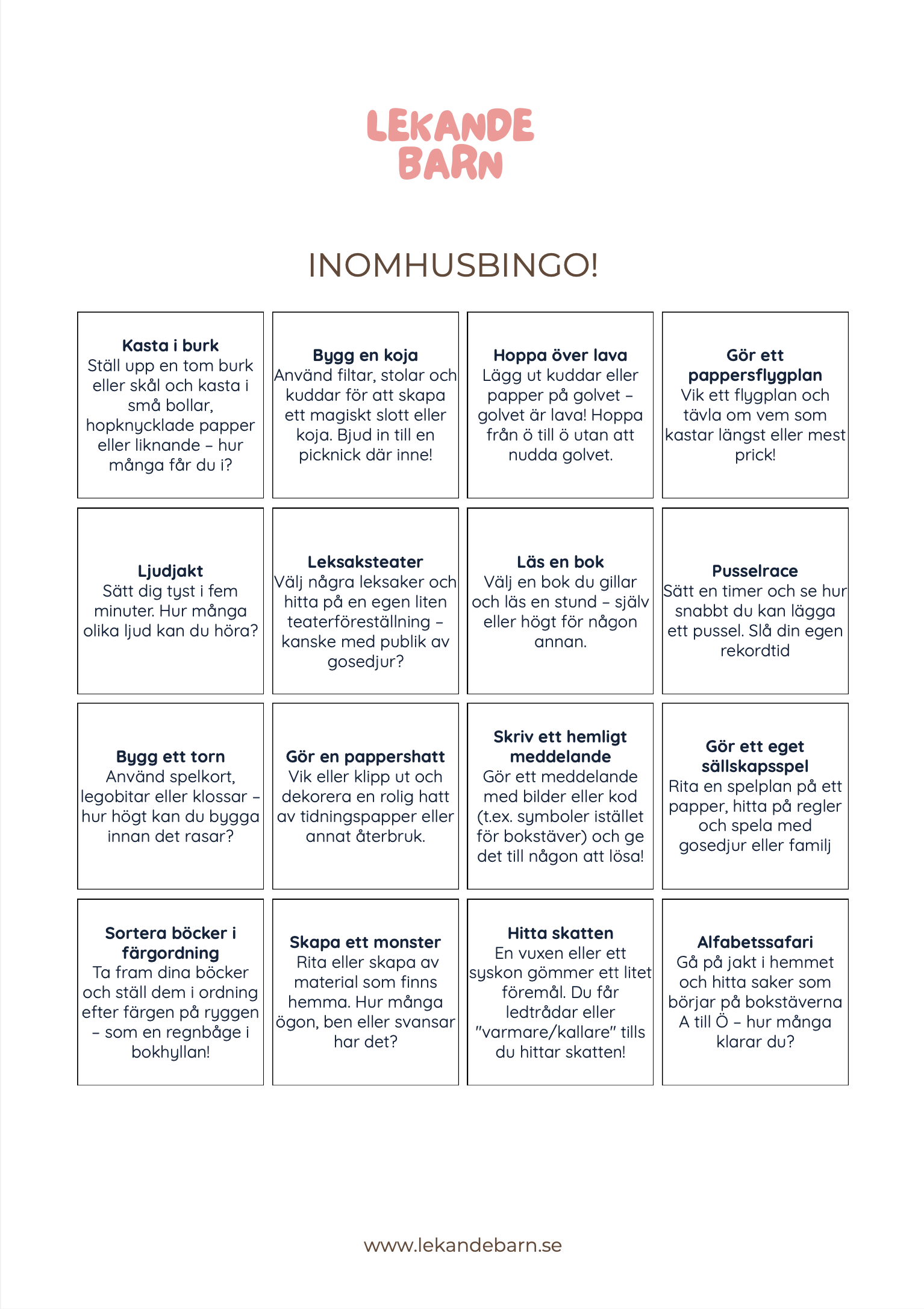 BINGO! - 6 färdiga bingon