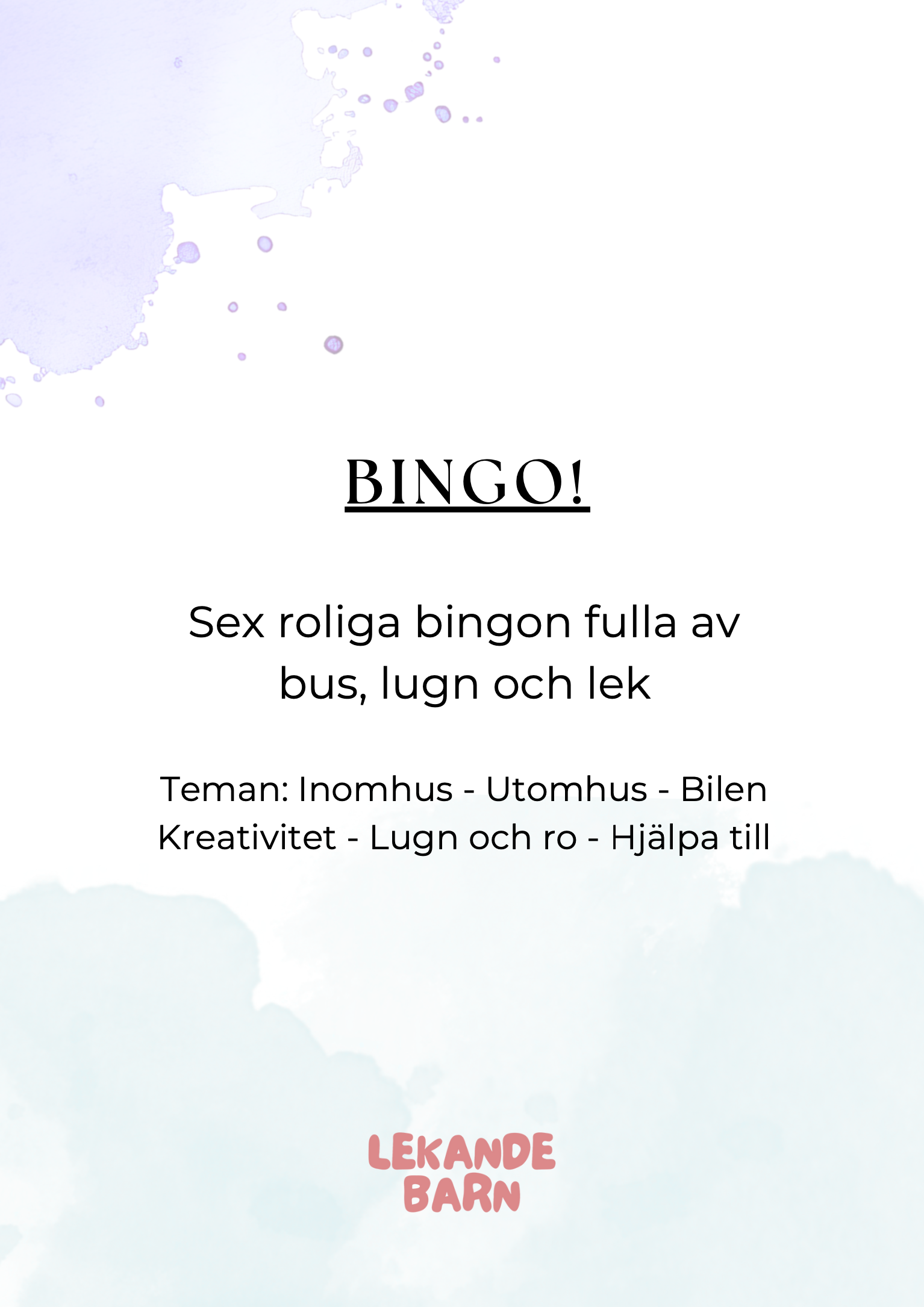BINGO! - 6 färdiga bingon