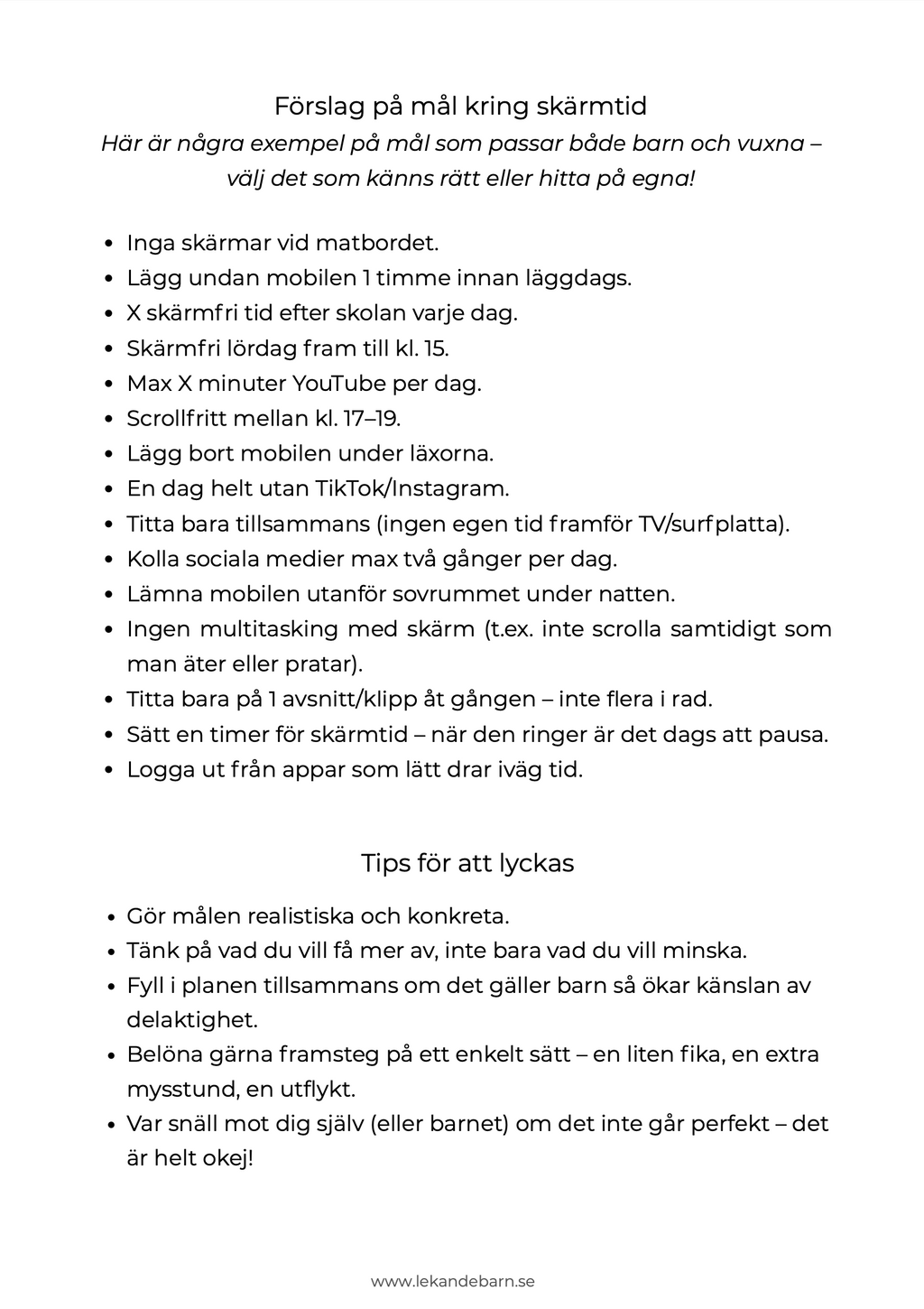 Digital balans - Veckoplanerare för minskad skärmtid