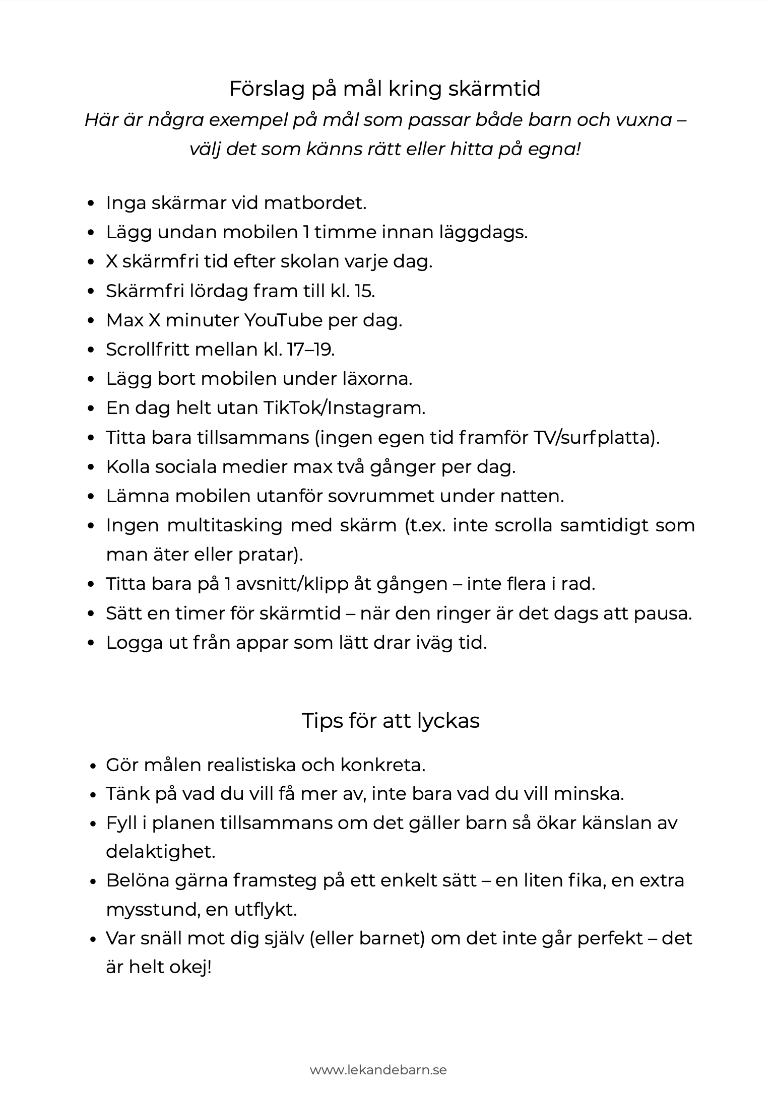 Digital balans - Veckoplanerare för minskad skärmtid