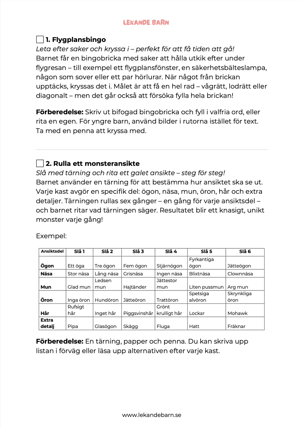 Flygpaketet - 30 skärmfria lekar
