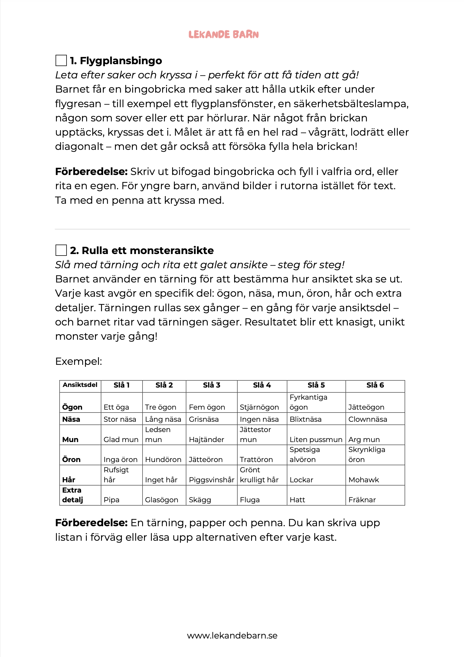 Flygpaketet - 30 skärmfria lekar