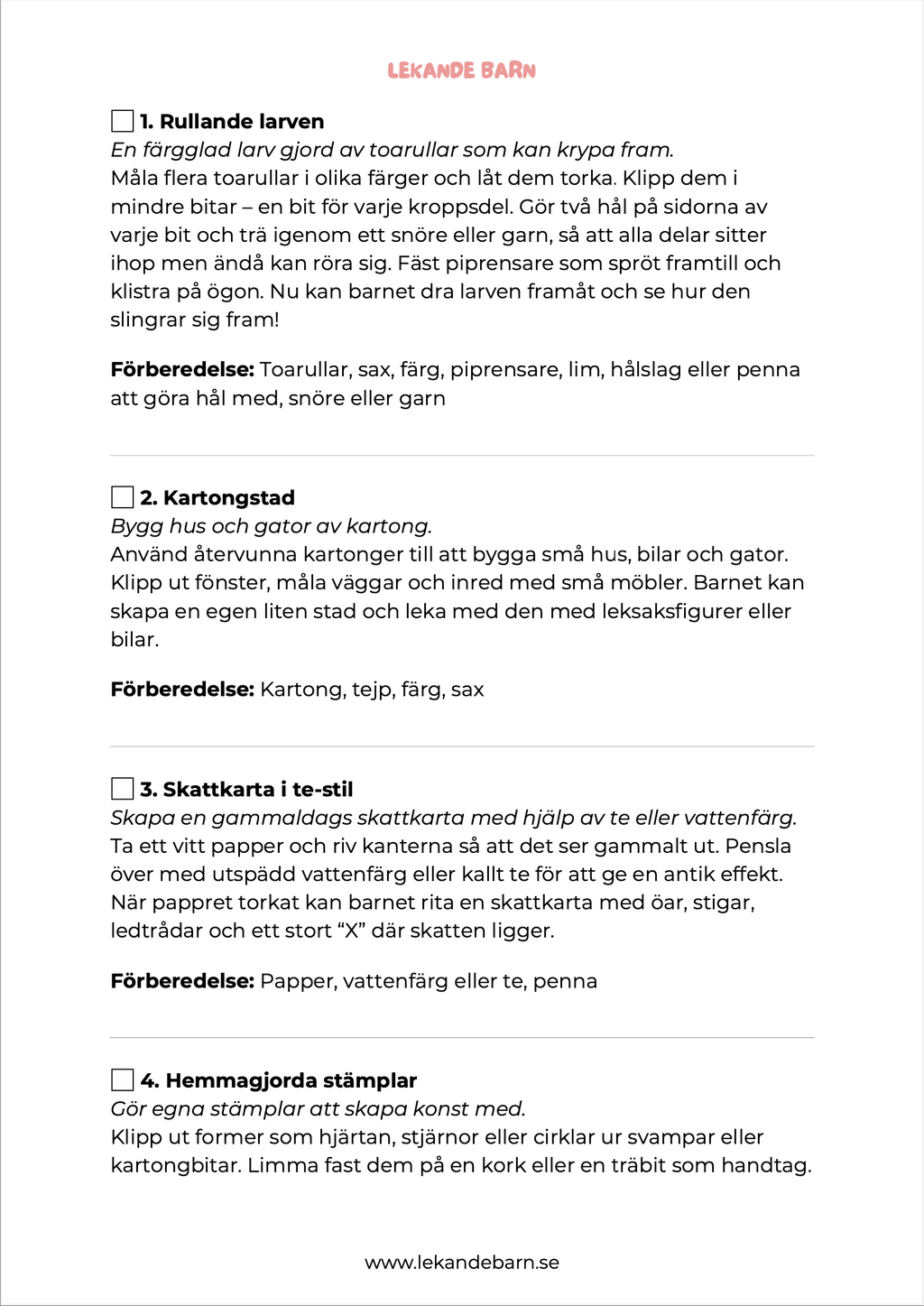 Pysselpaketet – 30 roliga pyssel