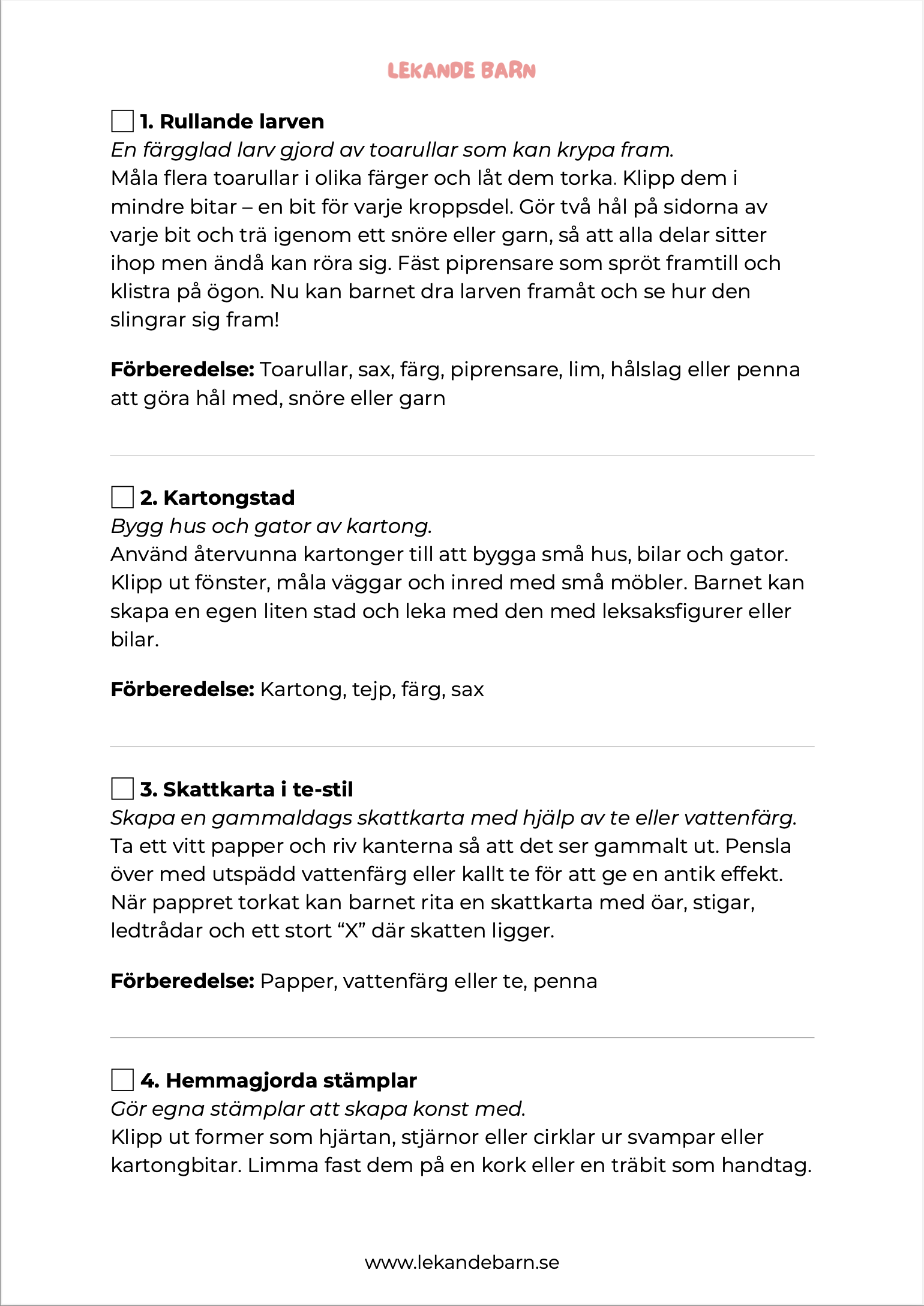 Pysselpaketet – 30 roliga pyssel
