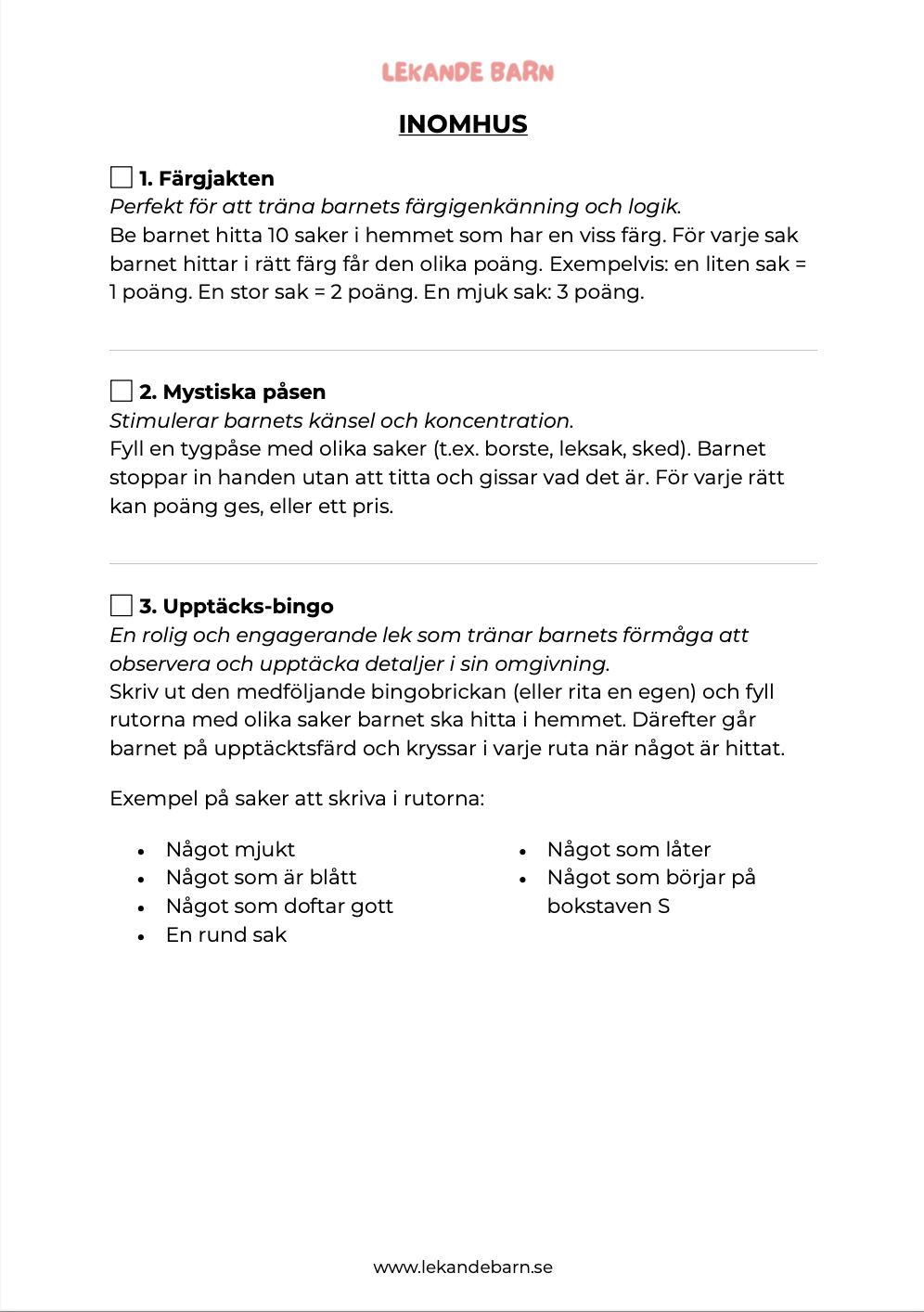 50 skärmfria lekar 3 – 6 år