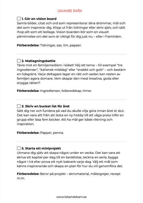 50 skärmfria idéer för tonåringar 13 - 16 år