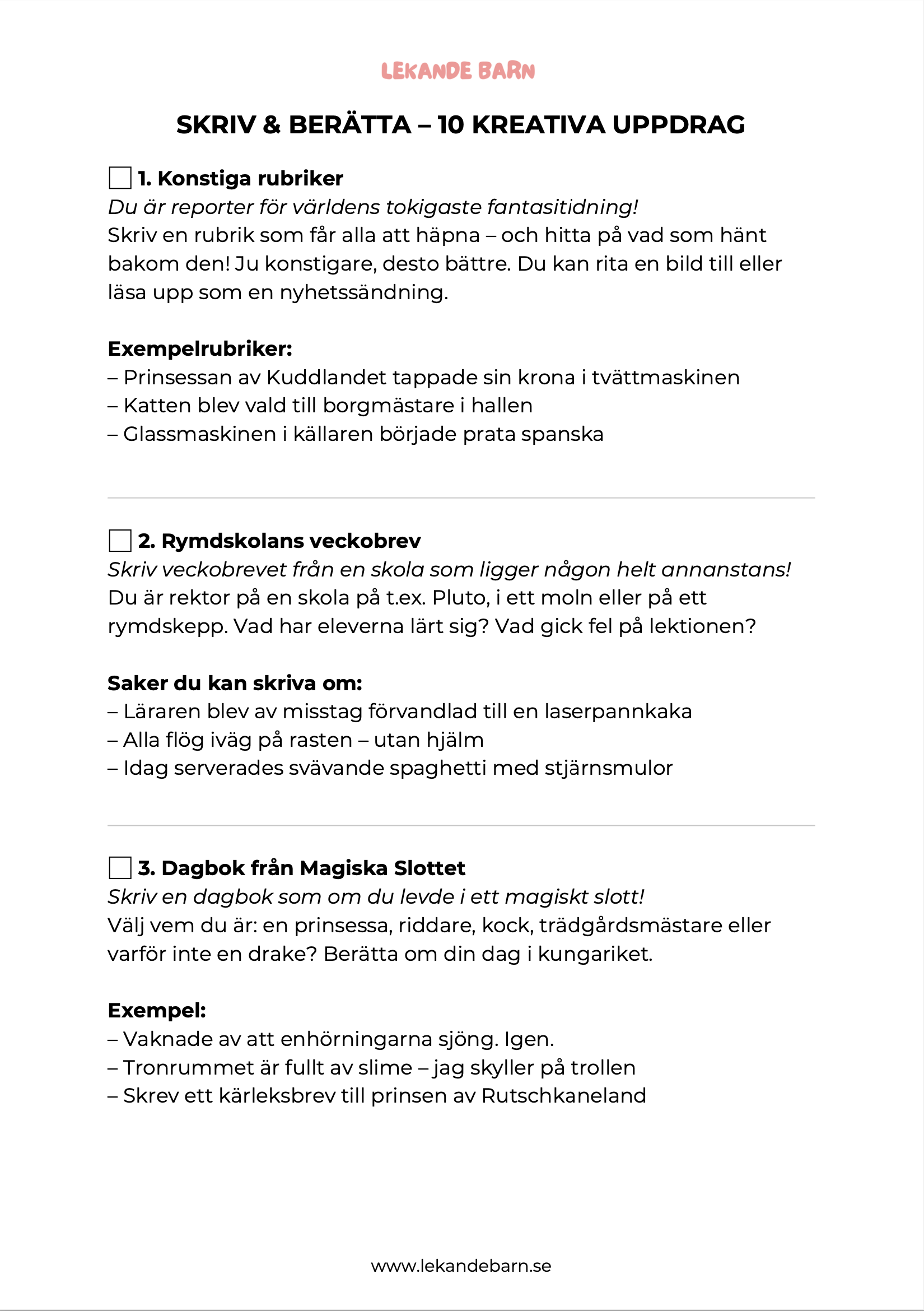Sommarlovspaketet! 100 skärmfria lekar, uppdrag och aktiviteter