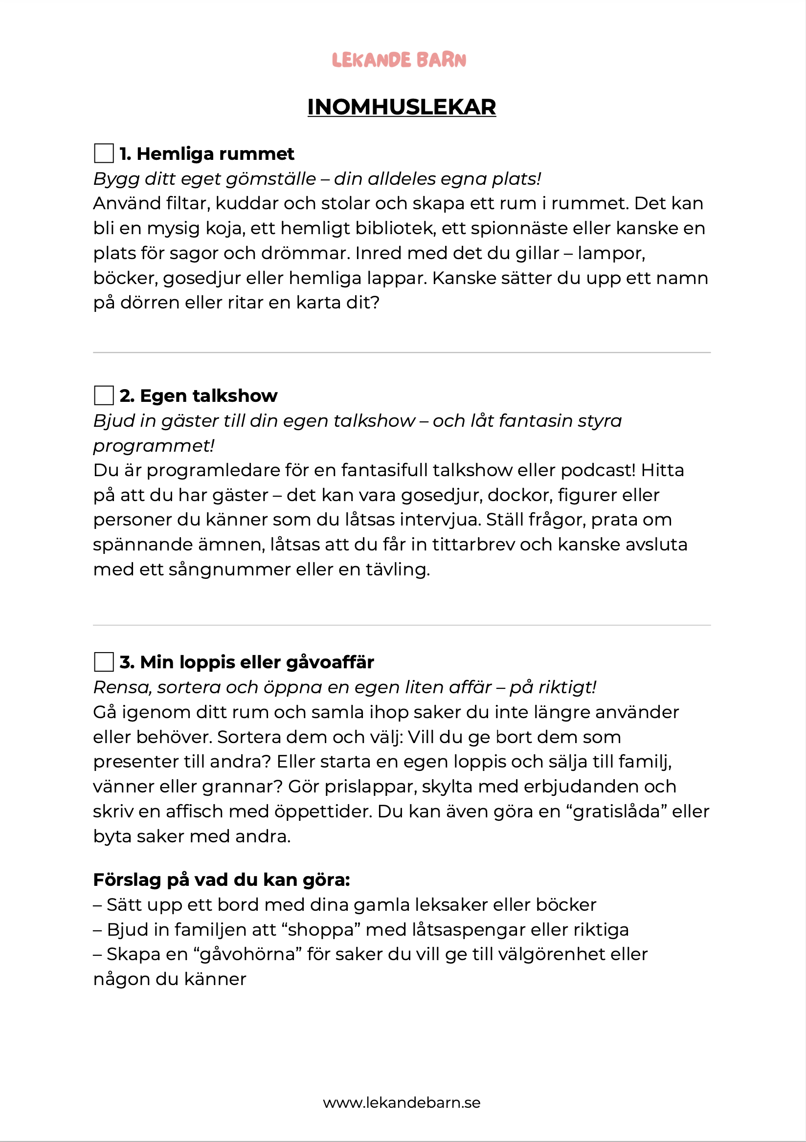 Sommarlovspaketet! 100 skärmfria lekar, uppdrag och aktiviteter