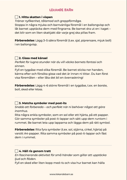 50 skärmfria lekar för toddlers 1,5 - 3 år